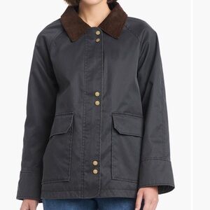 NWT Sanctuary Waxed Barn Jacket Black Size Large 12/14 Corduroy Collar